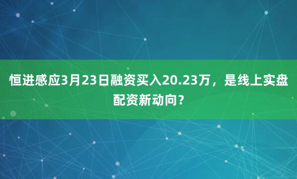 恒进感应3月23日融资买入20.23万，是线上实盘配资新动向？