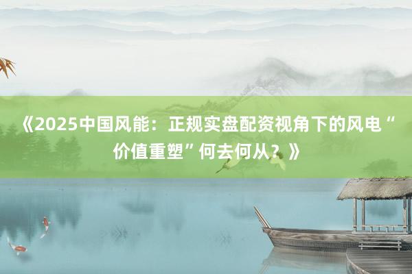 《2025中国风能：正规实盘配资视角下的风电“价值重塑”何去何从？》