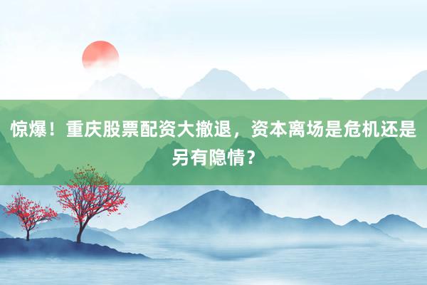 惊爆！重庆股票配资大撤退，资本离场是危机还是另有隐情？