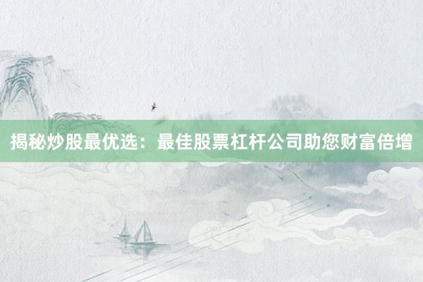 揭秘炒股最优选：最佳股票杠杆公司助您财富倍增