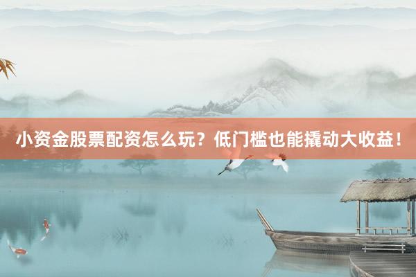 小资金股票配资怎么玩？低门槛也能撬动大收益！