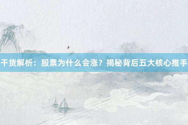 干货解析：股票为什么会涨？揭秘背后五大核心推手
