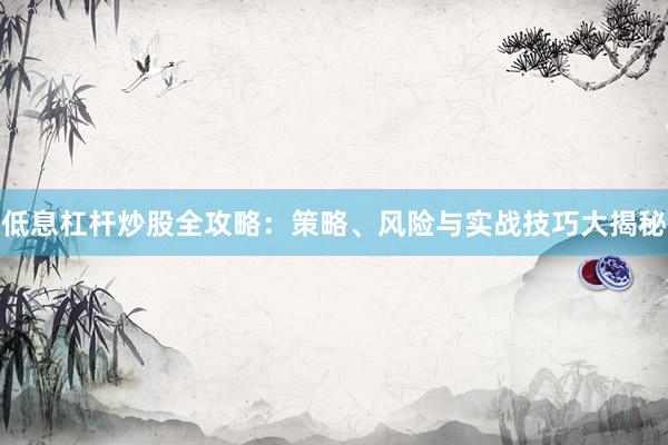 低息杠杆炒股全攻略：策略、风险与实战技巧大揭秘