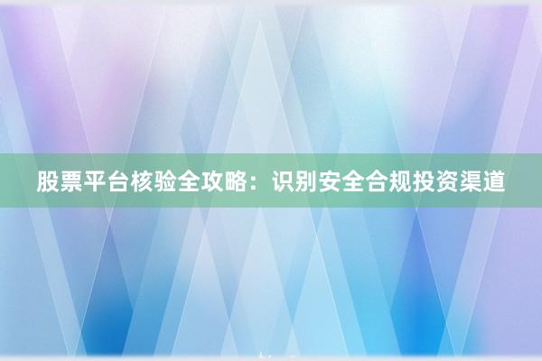 股票平台核验全攻略：识别安全合规投资渠道