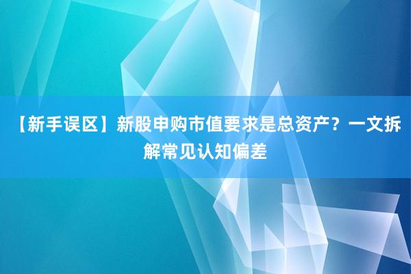 【新手误区】新股申购市值要求是总资产？一文拆解常见认知偏差